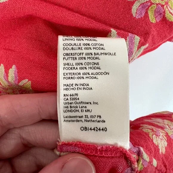 Free People Indigo Molly Tunic Tank Top Blouse Floral Boho Oversized Tie Tassel - Picture 10 of 14